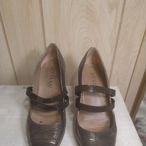 Anyi Lu Sophia Heels, Brown/Copper Mary Jane Heels
